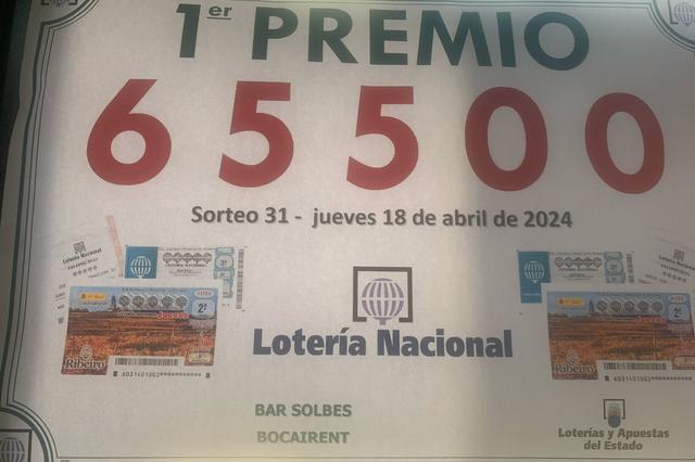 La Lotería Nacional deja 30.000 euros en Bocairent   