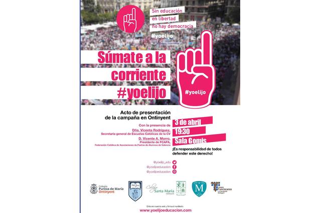 Els col·legis concertats d'Ontinyent presenten la campanya “Yo elijo”.