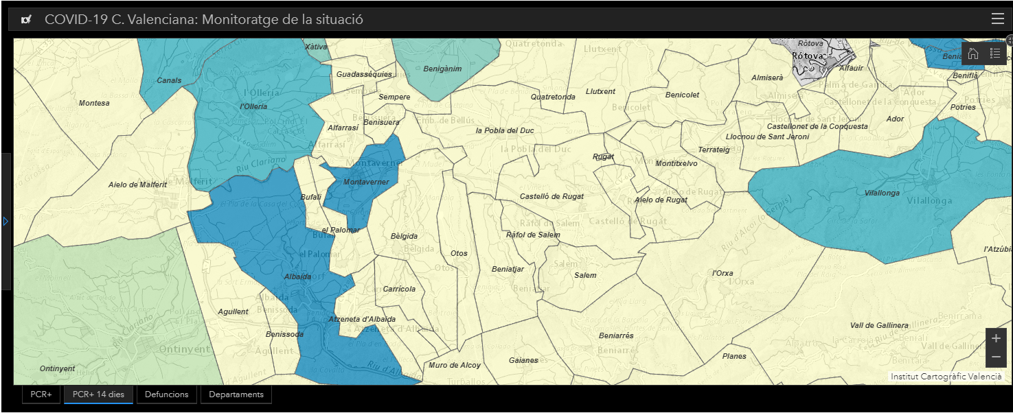 Foto del nou mapa de la comarca amb els casos actualitzats