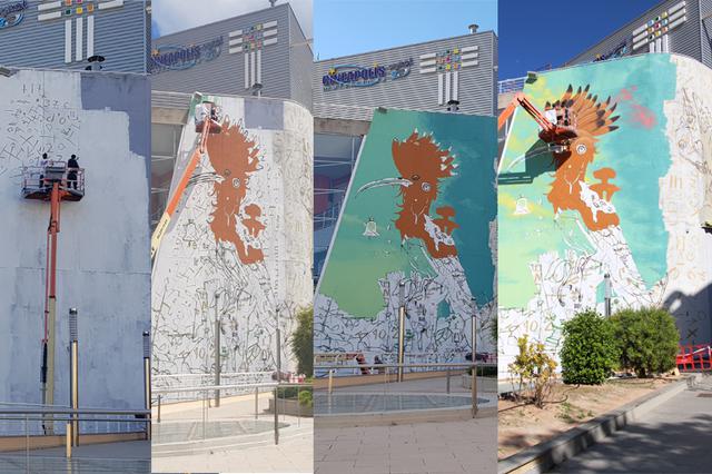 DULK comença a ficar-li el toc de color el mural de El Teler d’Ontinyent