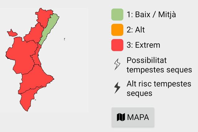 Alerta roja davant el nivell extrem d'incendis