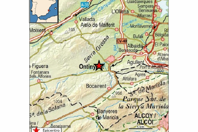 Cinco terremotos en Bocairent y Ontinyent
