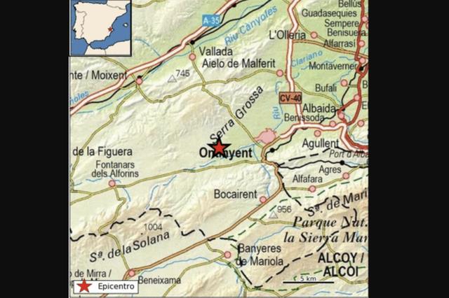 Ontinyent registra dos terratrémols en tan sols dos minuts