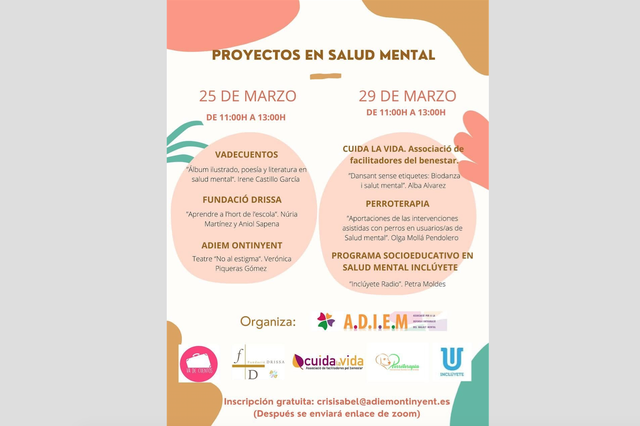 ADIEM organiza las jornadas online de Proyectos de Salud Mental