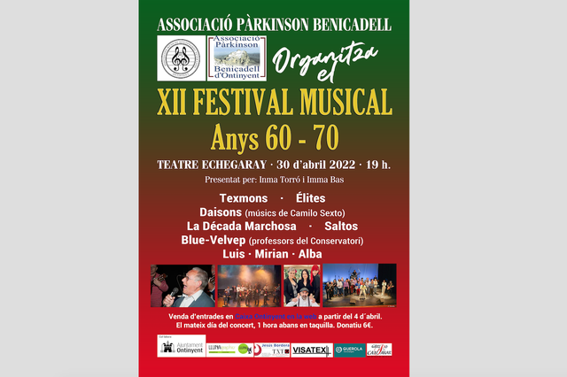 Párkinson Benicadell de Ontinyent organiza el XII Festival de los años 60-70