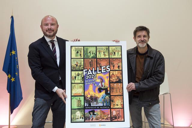 La Diputació presenta el seu cartell de Falles 2022 dissenyat per Paco Roca