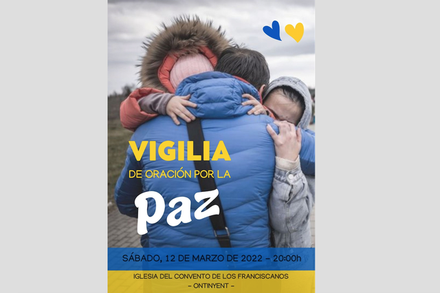 El Convent dels Franciscans d'Ontinyent acull una Vigília d'Oració per la pau a Ucraïna