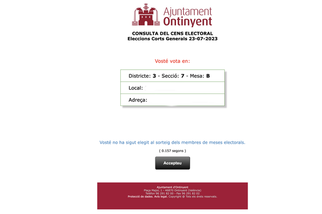 Consulta aquí si has sido elegido para la mesa electoral en Ontinyent