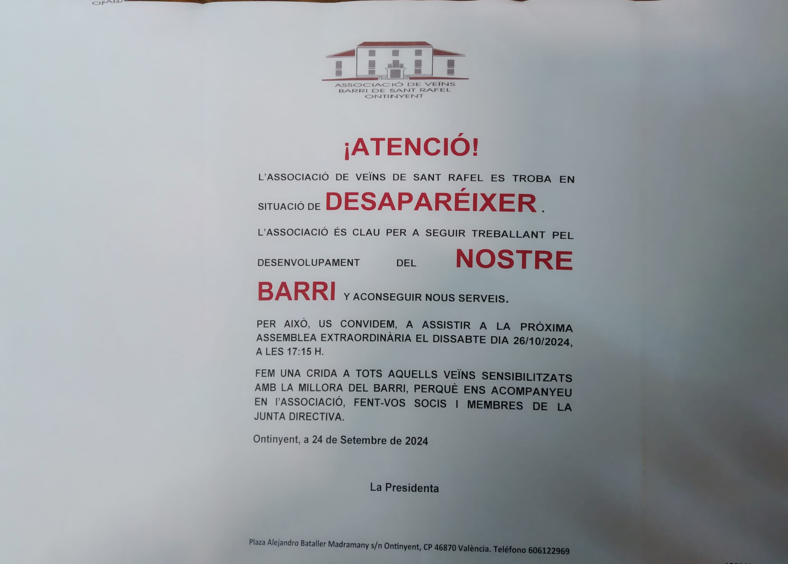 Cartell anunciador de l'assamblea