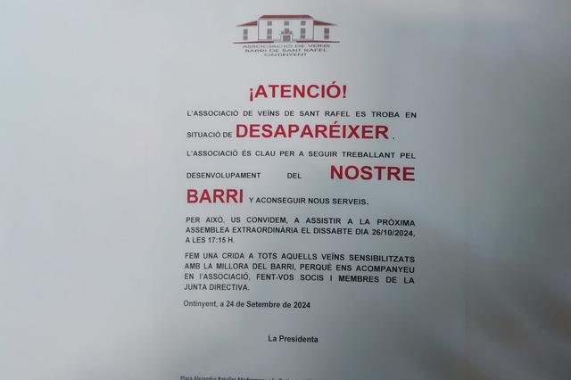 L'Associació de Veïns de Sant Rafael d'Ontinyent, en risc de desaparéixer