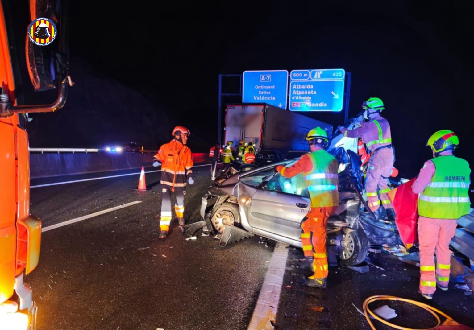 Accident en l'A7 en Albaida