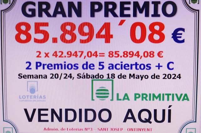 La Primitiva deixa 85.894 euros a Ontinyent