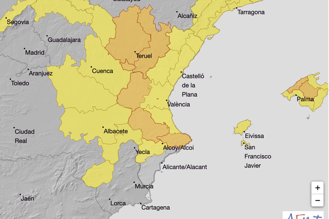 AEMET decreta el nivel naranja por tormentas y lluvia para Ontinyent