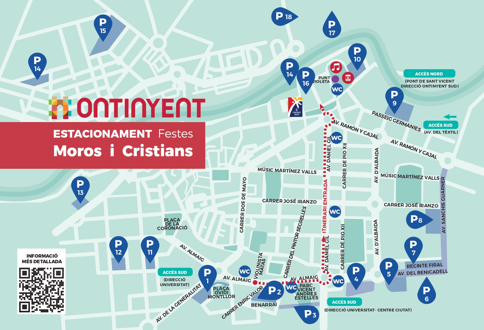 Mapa de los espacios de aparcamiento habilitados