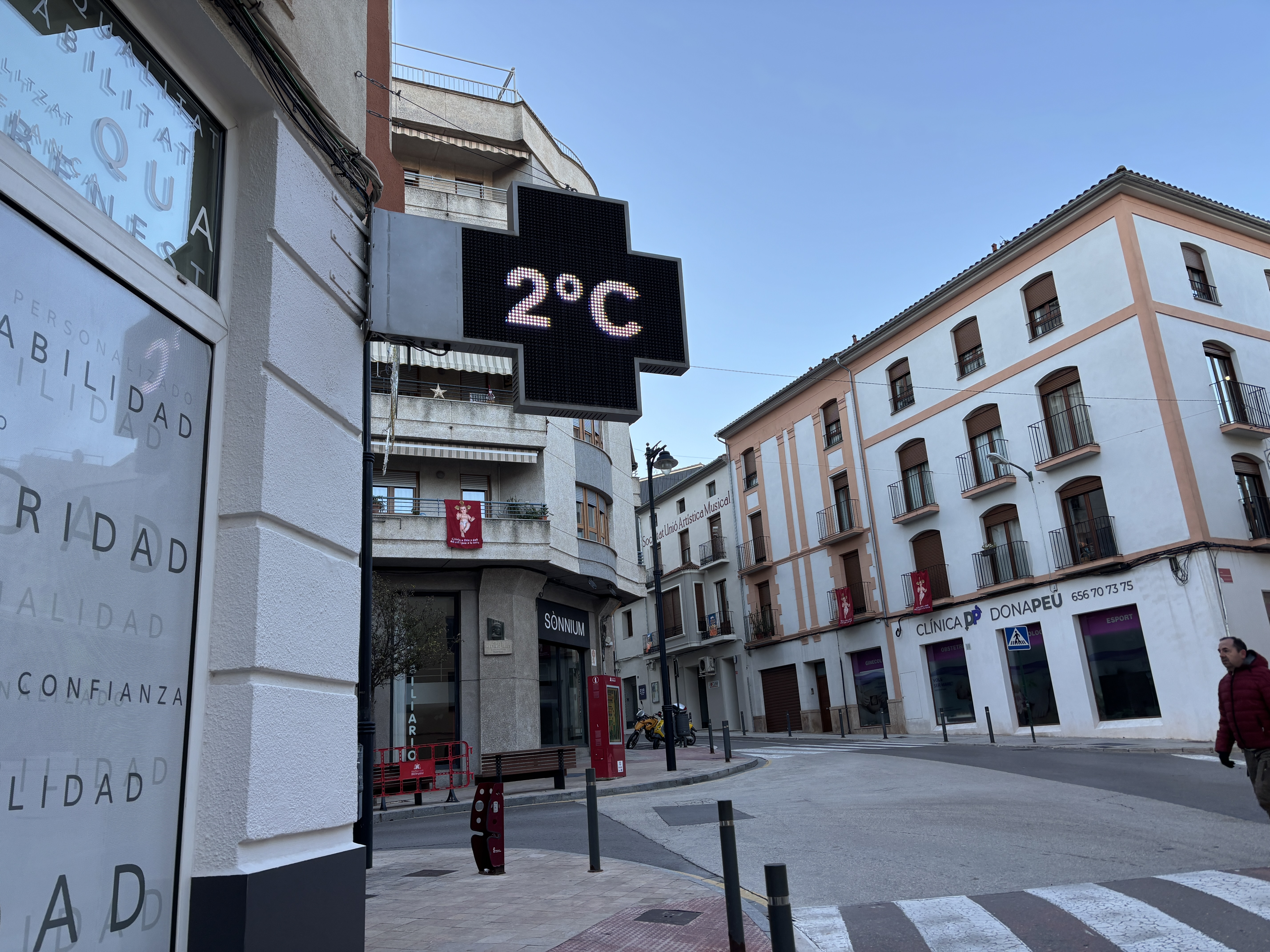 Termómetro en Ontinyent esta misma mañana