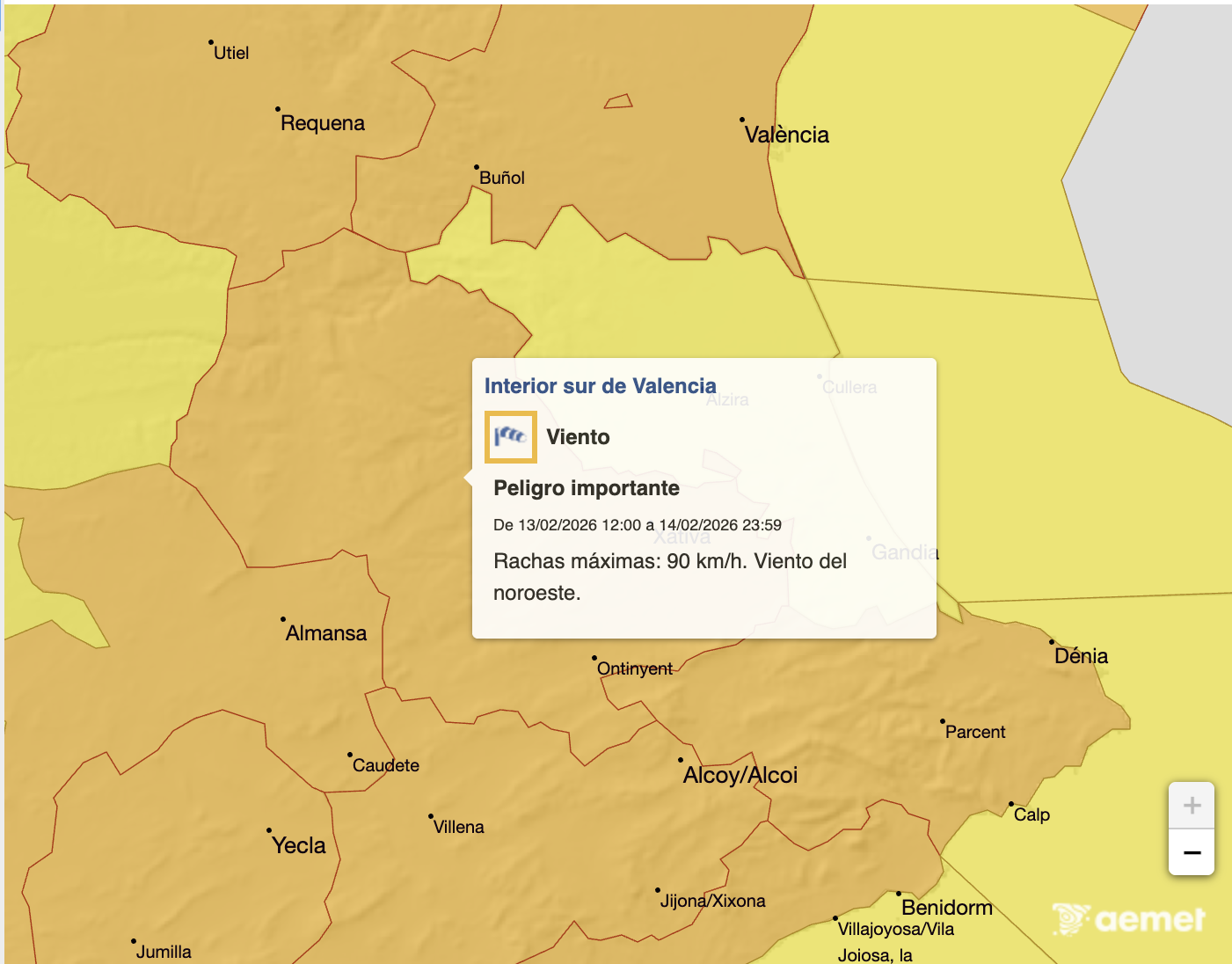 Mapa de alertas AEMET