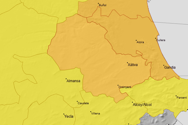 Aviso naranja por fuerte viento en Ontinyent con rachas de hasta 90 km/h
